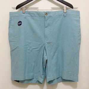NEW IZOD Newport Oxford Flat Front Shorts Size 42 Blue Stretch Chinos 9.5 Inseam
